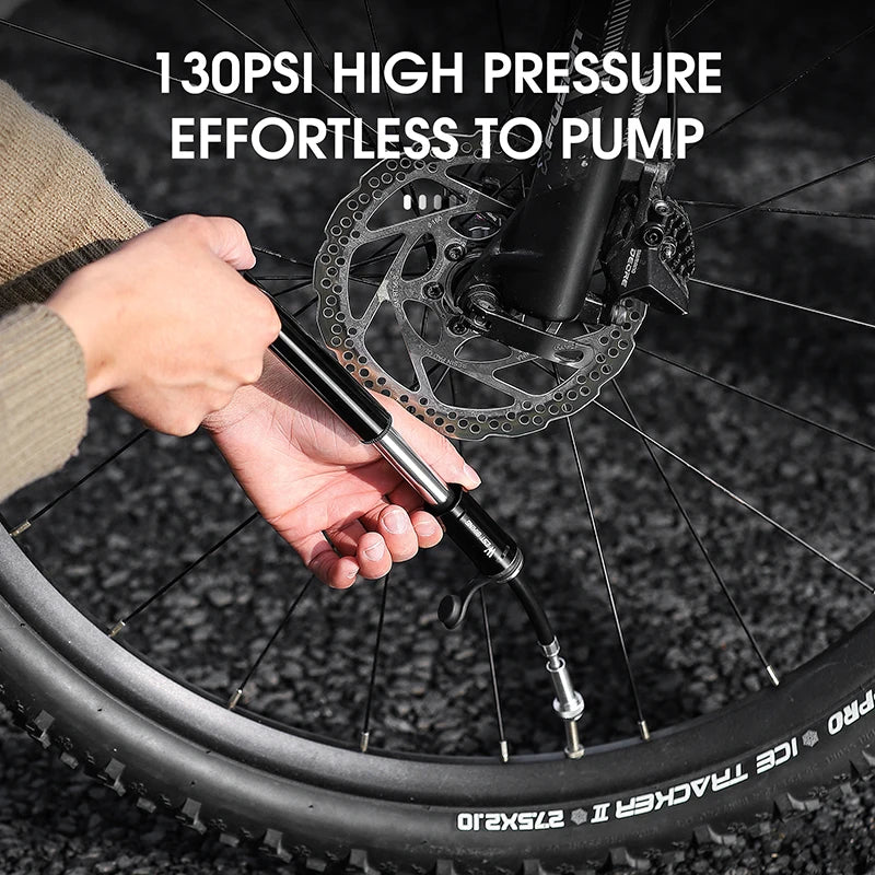 Ultra-Light Mini Bike Pump – 130 PSI High-Pressure Aluminum Pump for MTB & Road Cycling