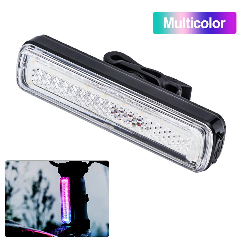 RGB Ultra-Bright Bike Tail Light – Waterproof USB Rechargeable & 14 Light Modes for Night Safety