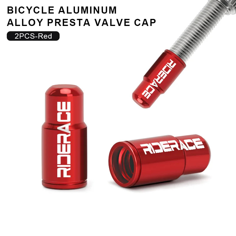 RIDERACE CNC Aluminum Bicycle Valve Caps Durable Dustproof Universal Fit for Schrader Presta Valves