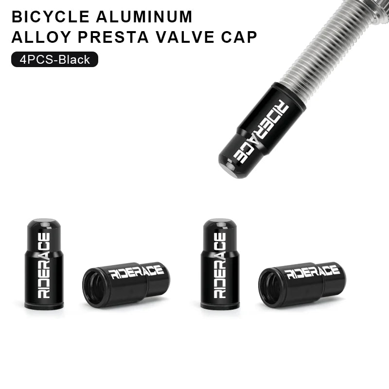 RIDERACE CNC Aluminum Bicycle Valve Caps Durable Dustproof Universal Fit for Schrader Presta Valves