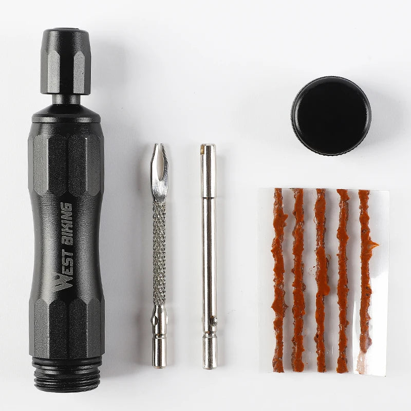 WEST BIKING Emergency Tubeless Tire Repair Kit – Heavy-Duty Puncture Tool with Rubber Strips