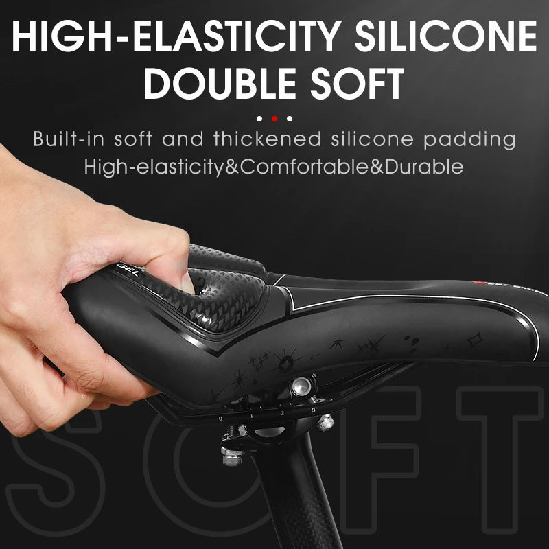 WEST BIKING Gel Silicone Bicycle Saddle – Comfortable, Shock-Absorbing Seat for MTB & Road Bikes