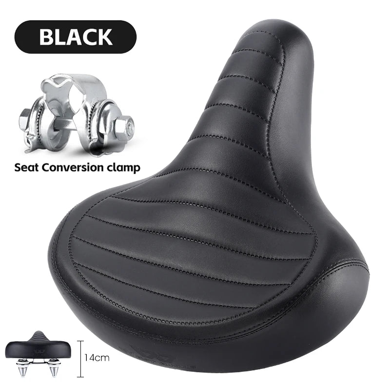 WEST BIKING Wide Comfortable Retro Bicycle Saddle – Soft PU Leather Shock-Absorbing Seat for Electric & City Bikes
