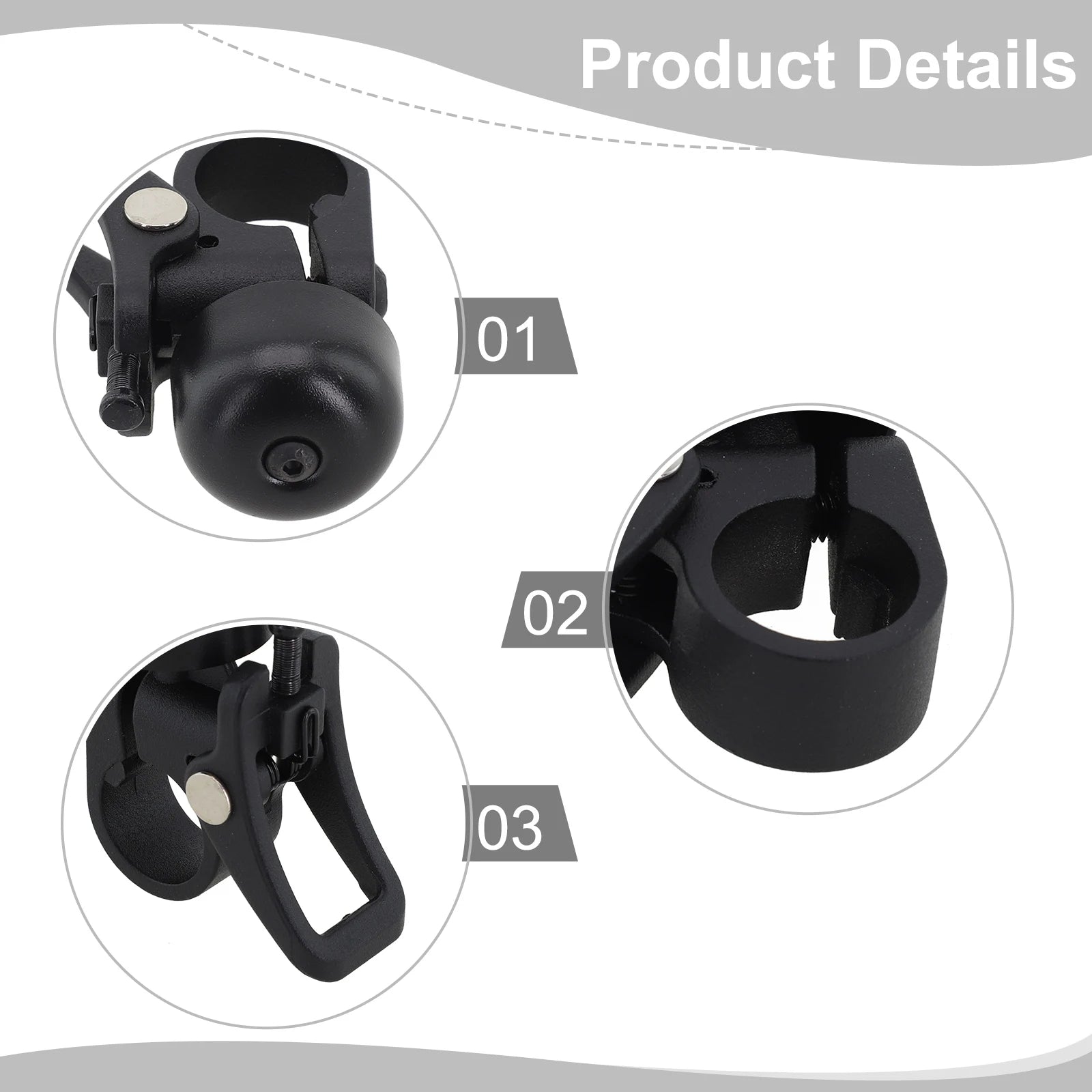 Black Stainless Steel Electric Scooter Bell Compact Loud Alarm for Xiaomi 1S PRO M365 Scooters
