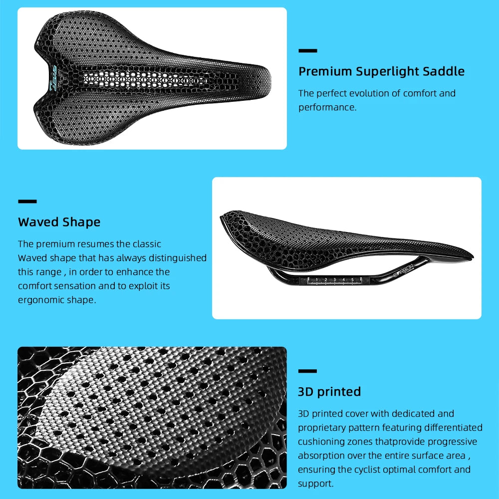 RYET Carbon 3D Printed Saddle – Ultralight, Ergonomic & High-Performance
