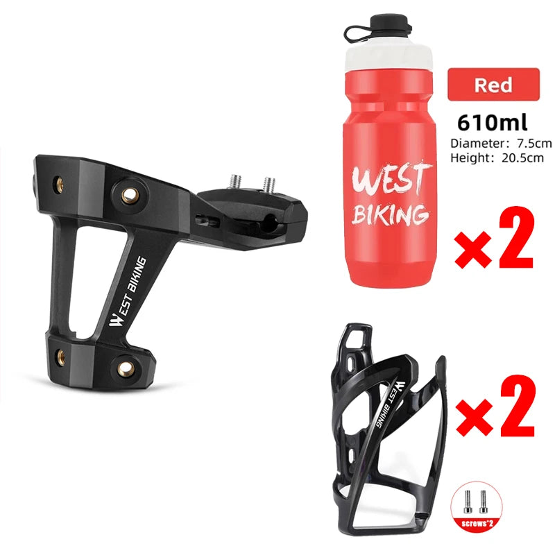 WEST BIKING Bicycle Bottle Cage Extension – Lightweight, Durable & Versatile for Single or Double Bottles