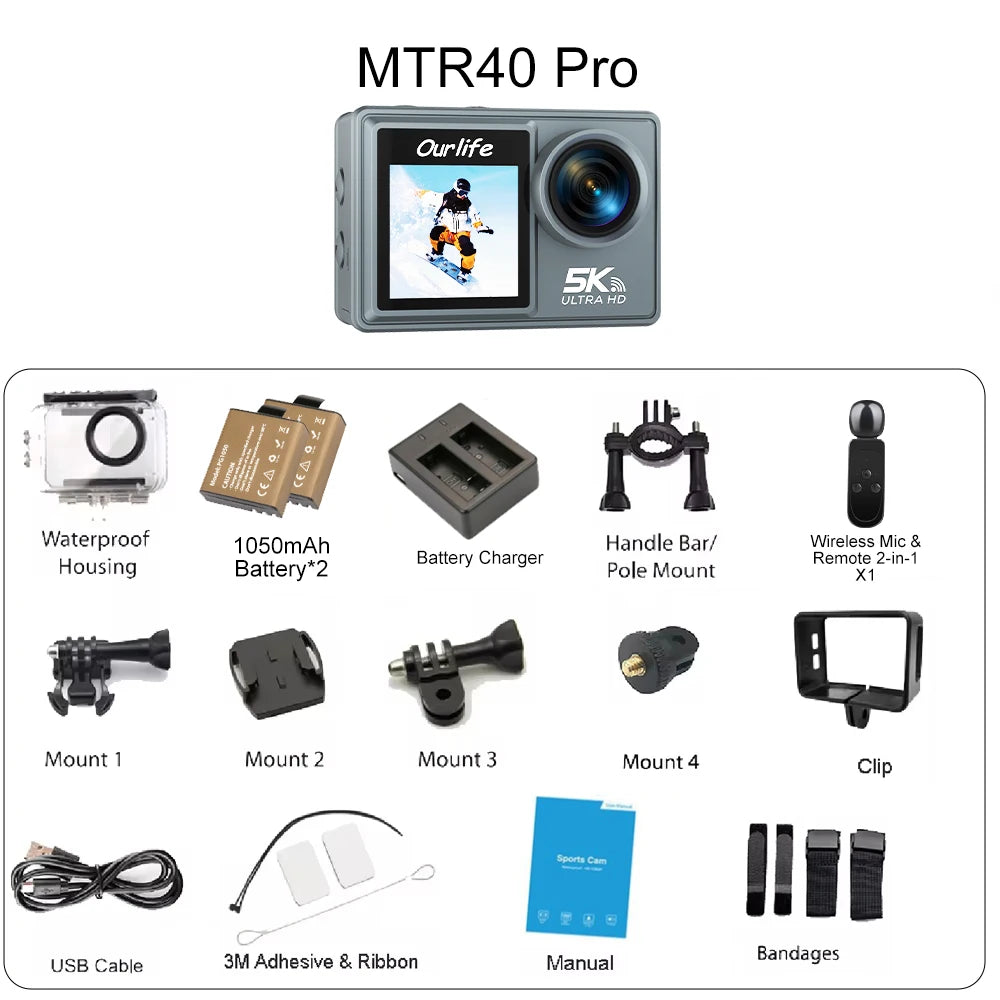 Ourlife MTR40 5K Action Camera – Capture Every Adventure in Stunning Detail