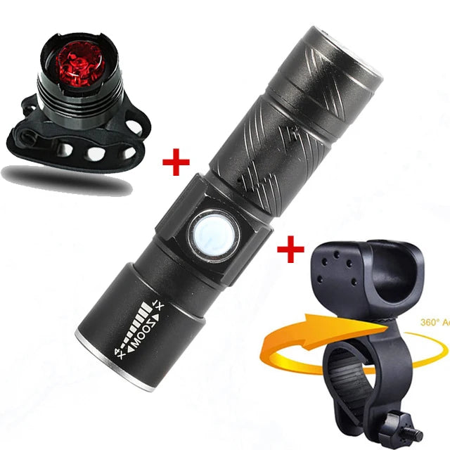 ZK30 3-in-1 8000 Lumen Bike Light – USB Rechargeable, Super Bright LED Headlight & Taillight
