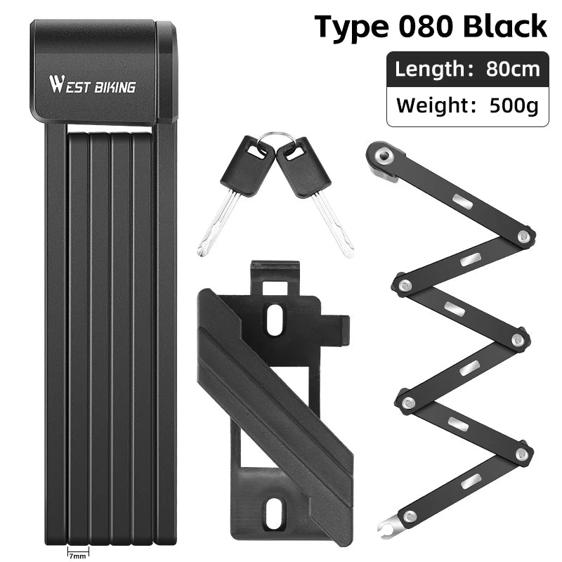WEST BIKING Portable Folding Bike Lock – Durable Anti-Theft Steel Lock for Bicycles & Motorcycles