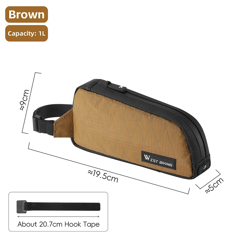 WEST BIKING 1L Bicycle Top Tube Bag – Lightweight, Durable & Waterproof for MTB & Road Bikes