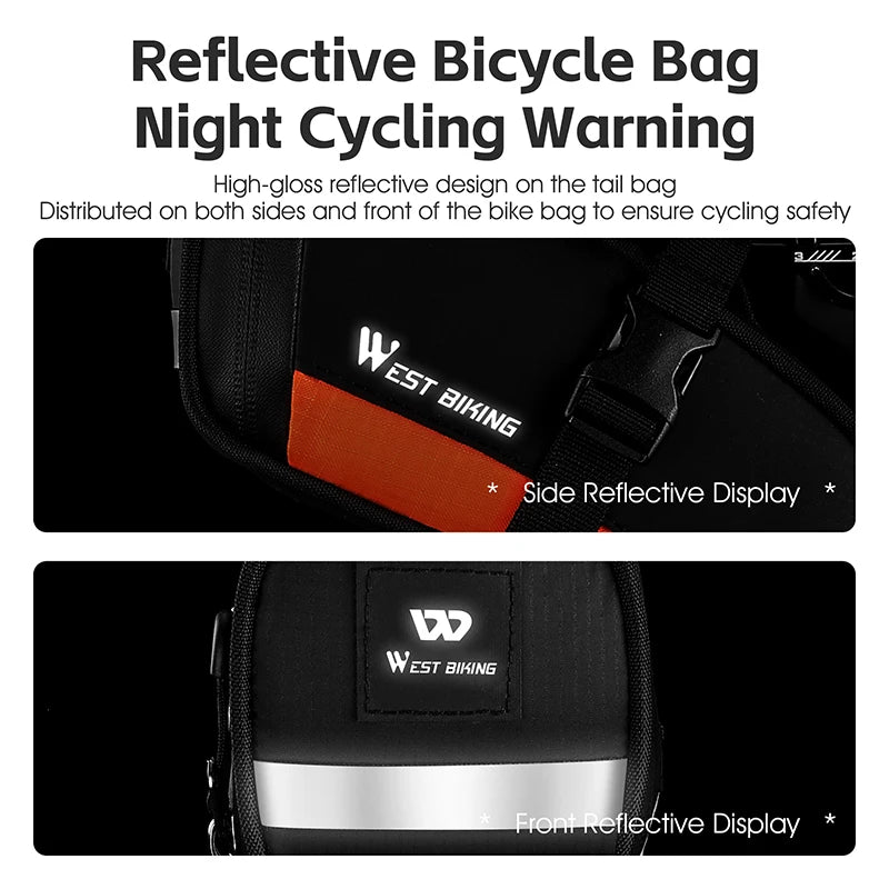 WEST BIKING 1.2L Waterproof Saddle Bag – Ultralight, Reflective & Tail Light Compatible