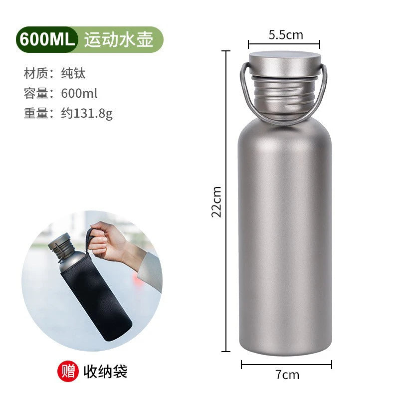 600ml / 750ml Titanium Water Bottle – Lightweight Outdoor Camping & Cycling Essential