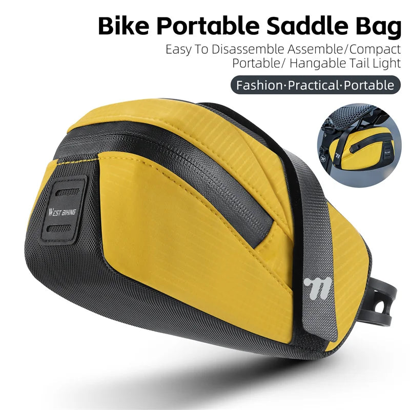 WEST BIKING Portable Waterproof Bicycle Saddle Bag – Compact, Durable & Rainproof for Cycling Gear Storage