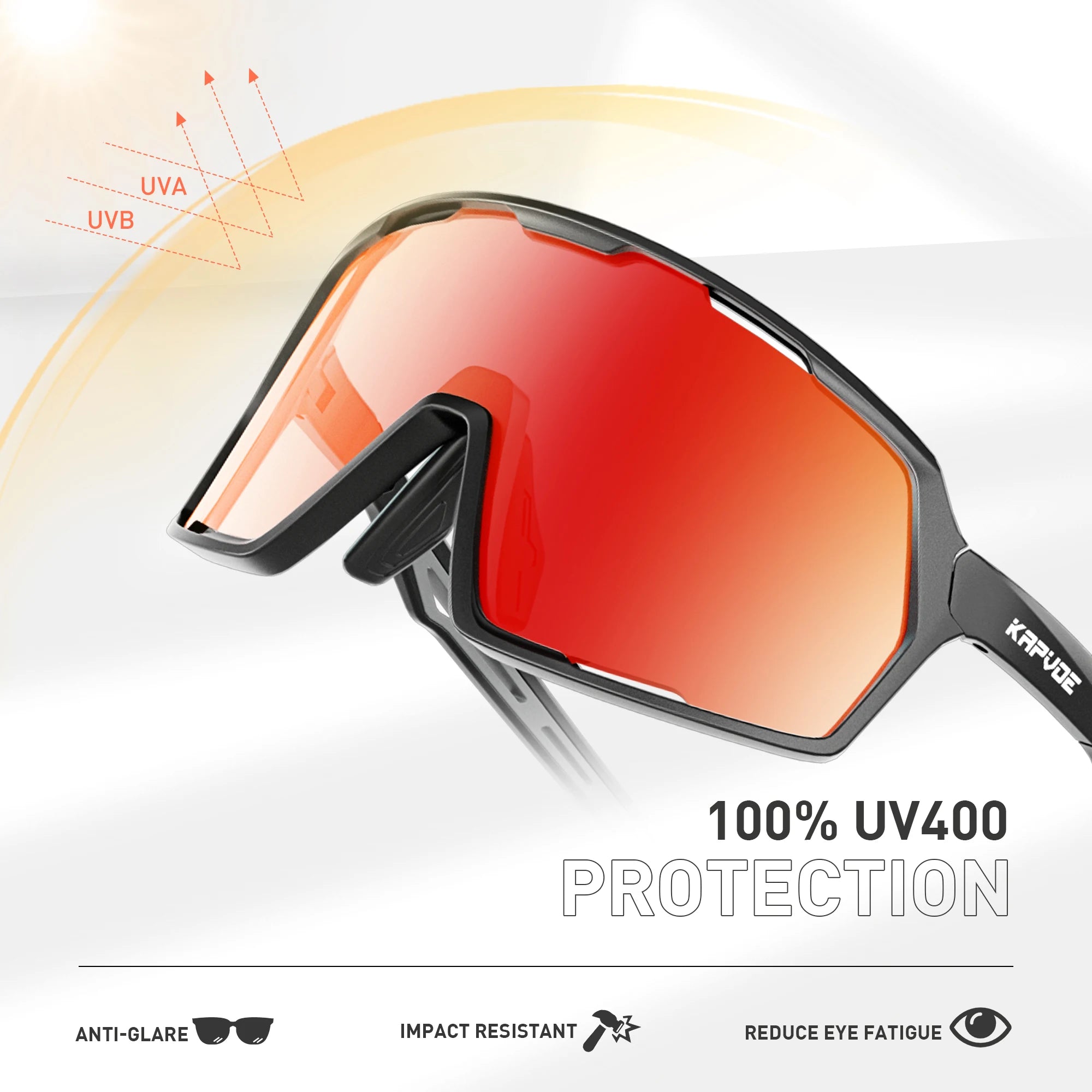 Kapvoe Photochromic Cycling Sunglasses – UV400 Protection, Lightweight Sports Goggles for MTB & Road Biking