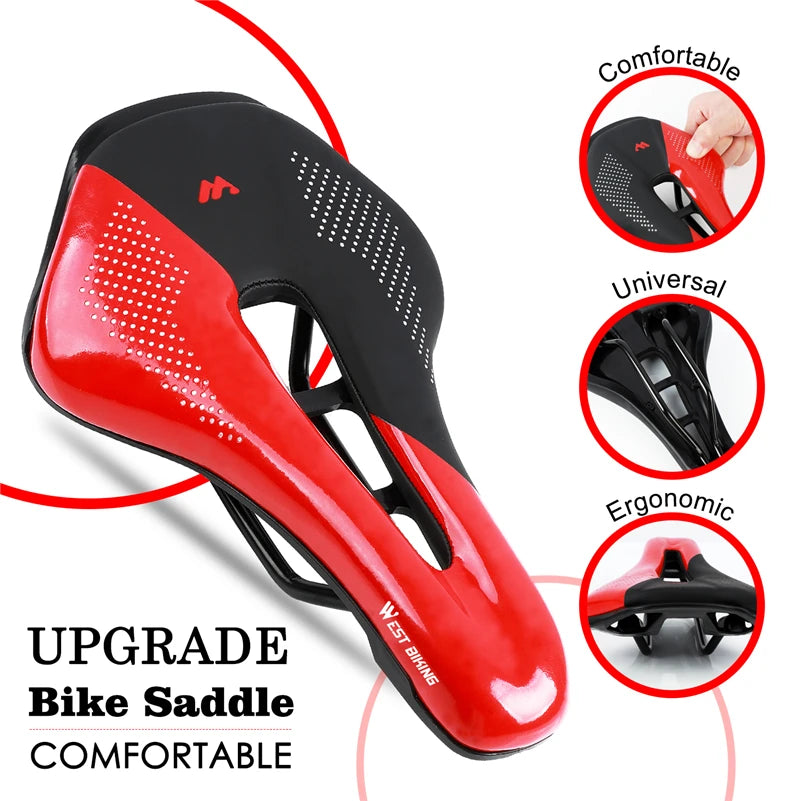 WEST BIKING Ultralight Shockproof Bicycle Saddle – Breathable MTB & Road Bike Seat Cushion