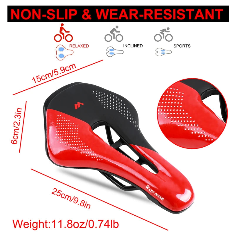 WEST BIKING Ultralight Shockproof Bicycle Saddle – Breathable MTB & Road Bike Seat Cushion