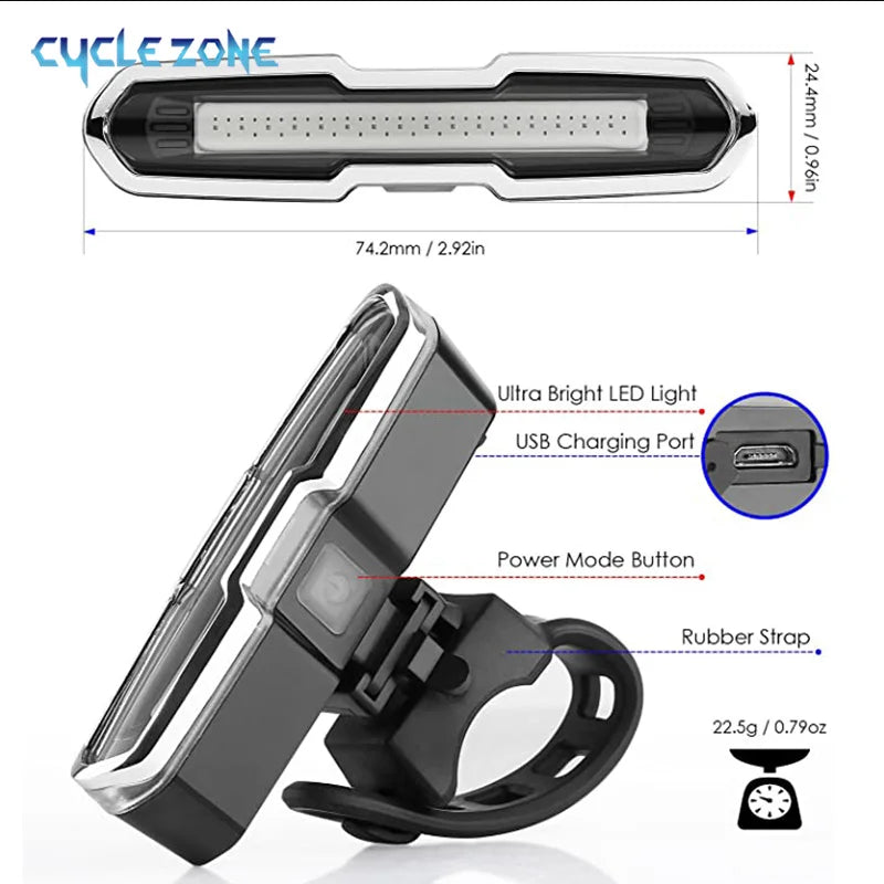 Ultra Bright USB Rechargeable Bike Tail Light – 5-Mode LED Rear Light for Cycling Safety