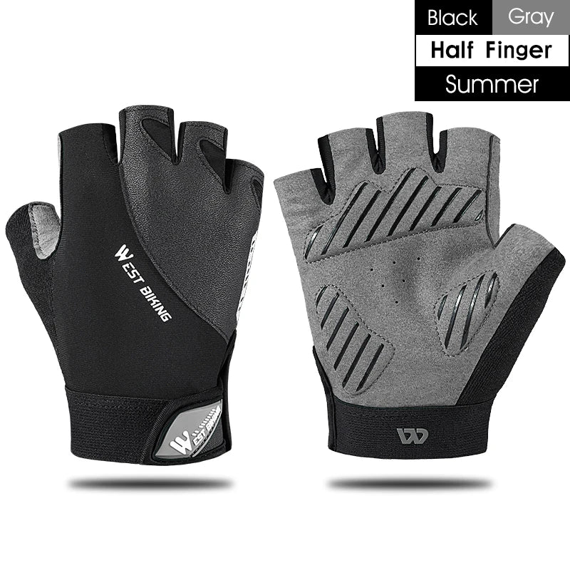WEST BIKING Shockproof Full-Finger Cycling Gloves – Breathable, Touchscreen & Anti-Slip for MTB & Road Biking