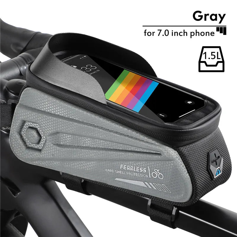 WEST BIKING Waterproof Bicycle Phone Bag – Sensitive Touchscreen Front Frame Bag for MTB & Road Bikes