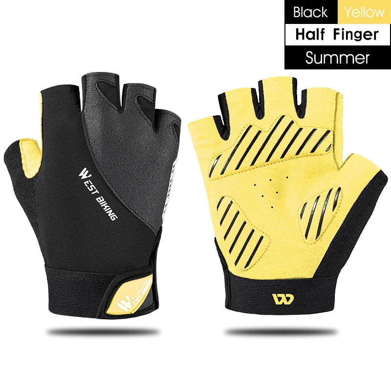 WEST BIKING Shockproof Full-Finger Cycling Gloves – Breathable, Touchscreen & Anti-Slip for MTB & Road Biking