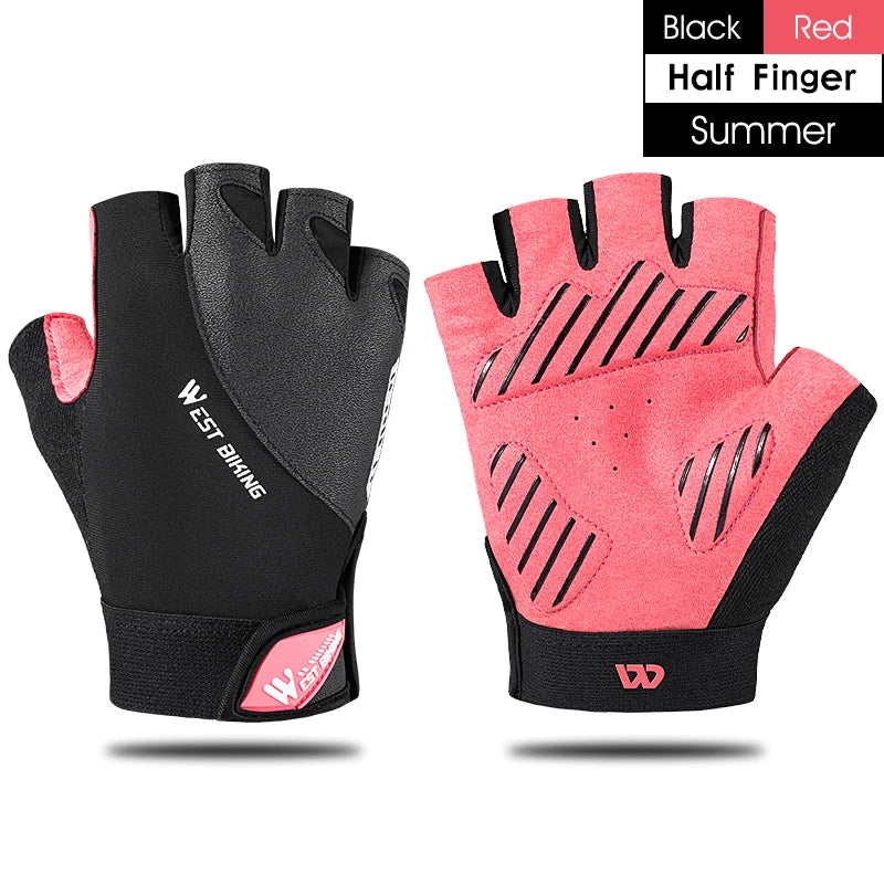 WEST BIKING Shockproof Full-Finger Cycling Gloves – Breathable, Touchscreen & Anti-Slip for MTB & Road Biking