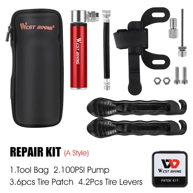 WEST BIKING Bicycle Repair Tool Kit – Portable Cycling Tool Set with Storage Bottle Bag & Pump