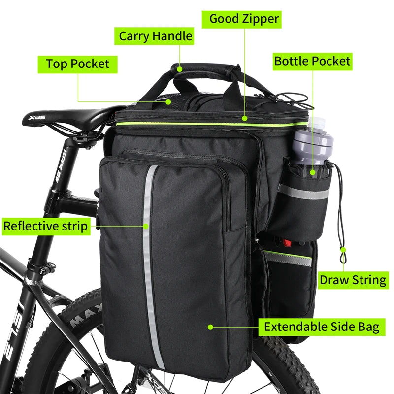 WEST BIKING Waterproof Bicycle Saddle Bags – Expandable 3-in-1 Rear Trunk Bags for Travel & Commuting
