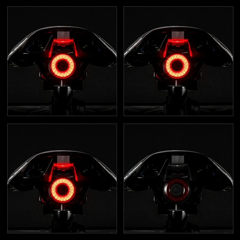 ROCKBROS Smart Auto Brake Sensing Taillight - IPX6 Waterproof LED Bike Rear Light, 400mAh Battery