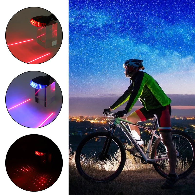 High-Intensity LED Bicycle Taillight – Waterproof, Laser Safety Warning & Multi-Mode Illumination for Night Riding