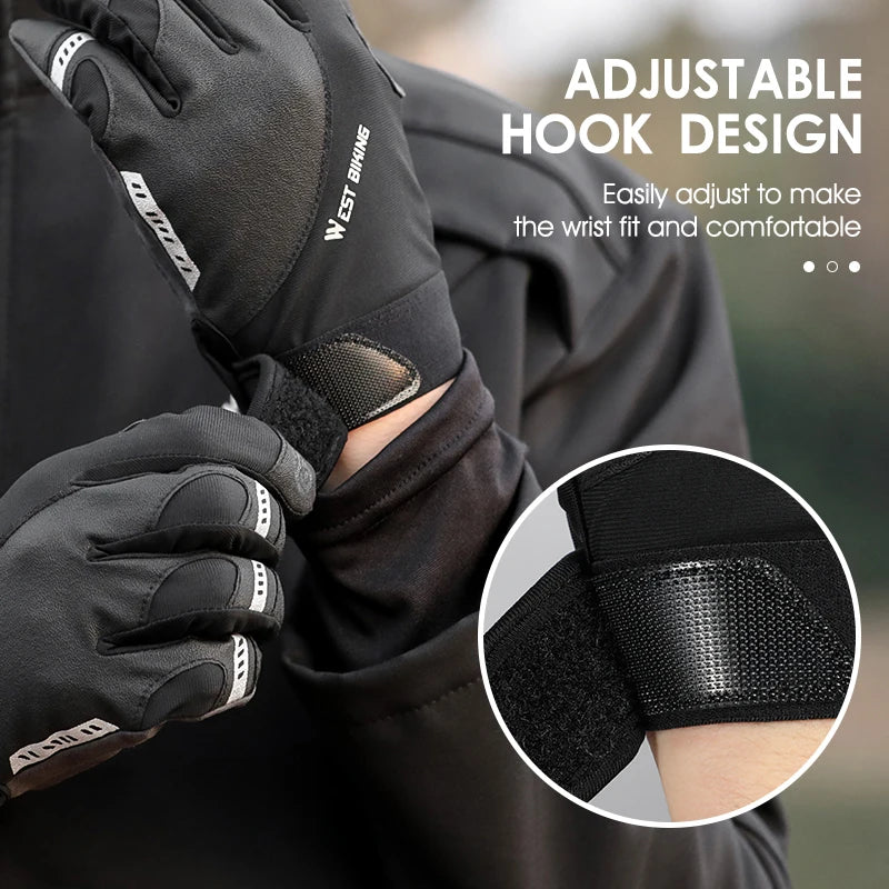 WEST BIKING Shockproof Full-Finger Cycling Gloves – Breathable, Touchscreen & Anti-Slip for MTB & Road Biking