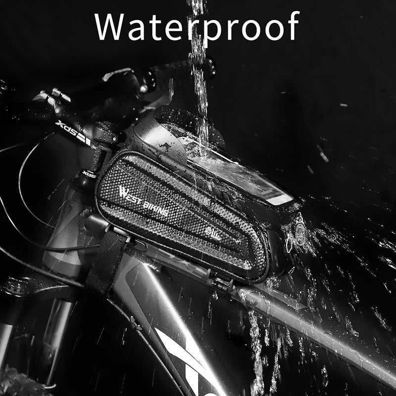 WEST BIKING Waterproof Bicycle Phone Bag – Sensitive Touchscreen Front Frame Bag for MTB & Road Bikes