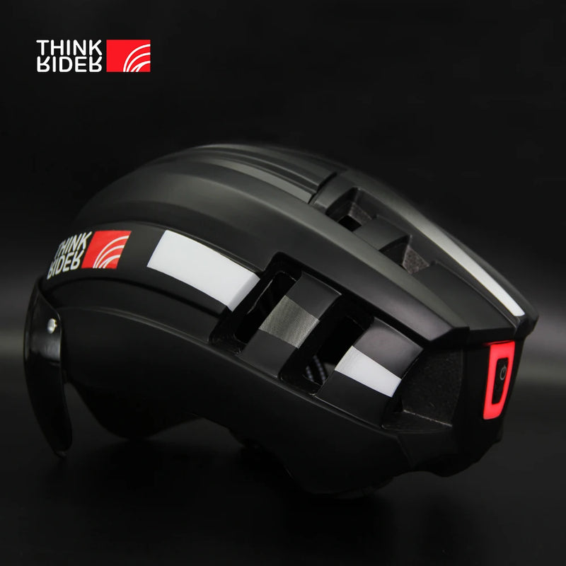 ThinkRider Cycling Helmet – LED Taillight, Magnetic Goggles & Shockproof Protection for MTB & Road Cycling