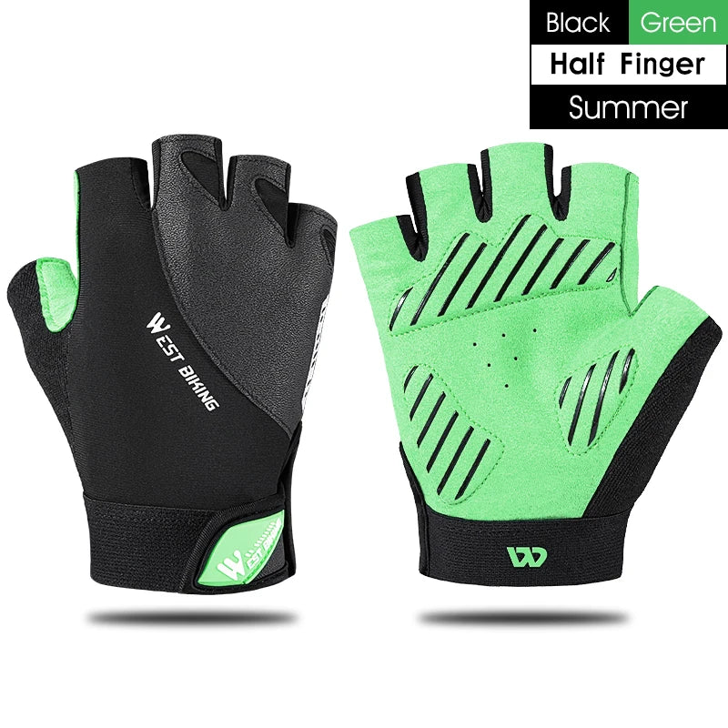 WEST BIKING Shockproof Full-Finger Cycling Gloves – Breathable, Touchscreen & Anti-Slip for MTB & Road Biking