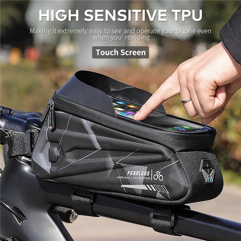 WEST BIKING Waterproof Bicycle Phone Bag – Sensitive Touchscreen Front Frame Bag for MTB & Road Bikes