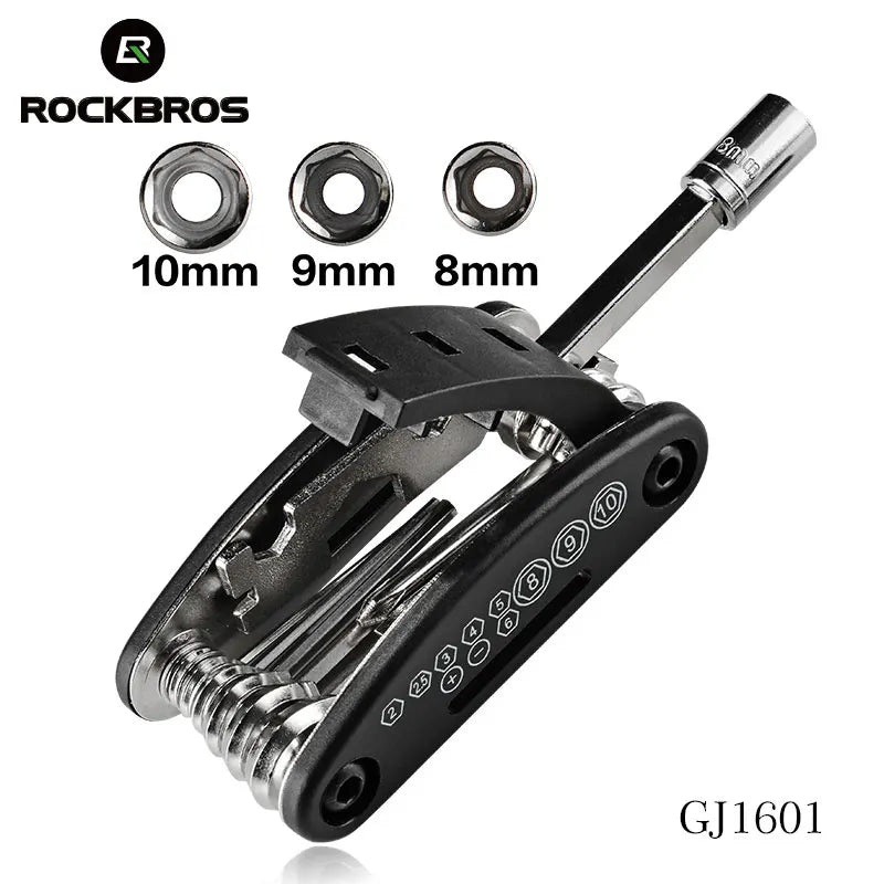 ROCKBROS 16-in-1 Bicycle Multi-Tool Kit – Repair Tool Set with Hex Wrench, Screwdriver & Spoke Tools