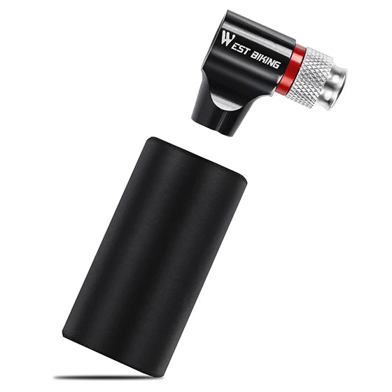 WEST BIKING Portable Bike Pump – CO2 Air Inflator with Insulated Cover for Presta & Schrader Valves
