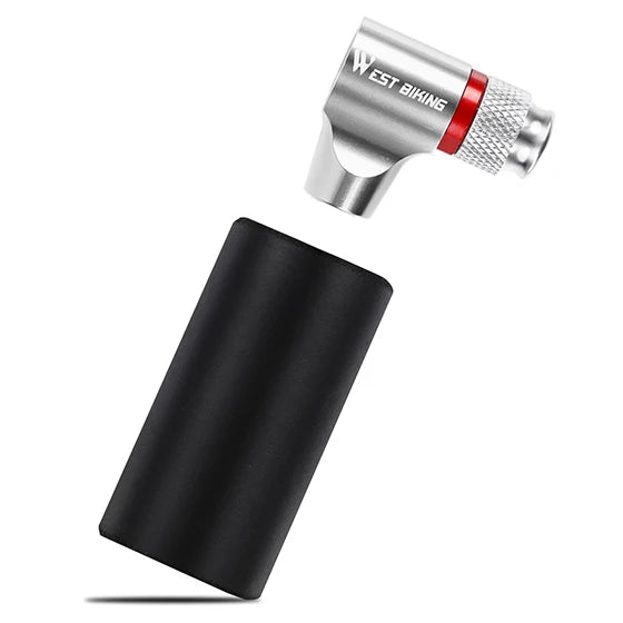 WEST BIKING Portable Bike Pump – CO2 Air Inflator with Insulated Cover for Presta & Schrader Valves