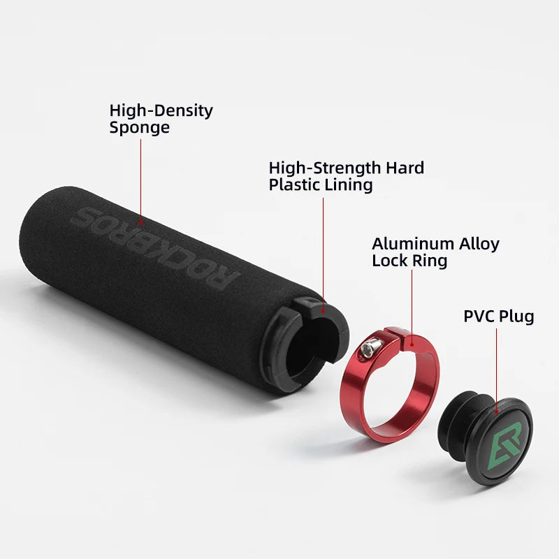 ROCKBROS MTB Silicone & Sponge Handlebar Grips, Anti-Skid, Shock-Absorbing, Ultra-Light Cycle Grips