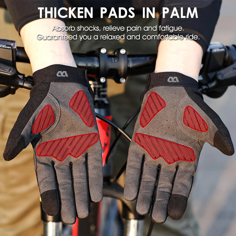 WEST BIKING Shockproof Full-Finger Cycling Gloves – Breathable, Touchscreen & Anti-Slip for MTB & Road Biking