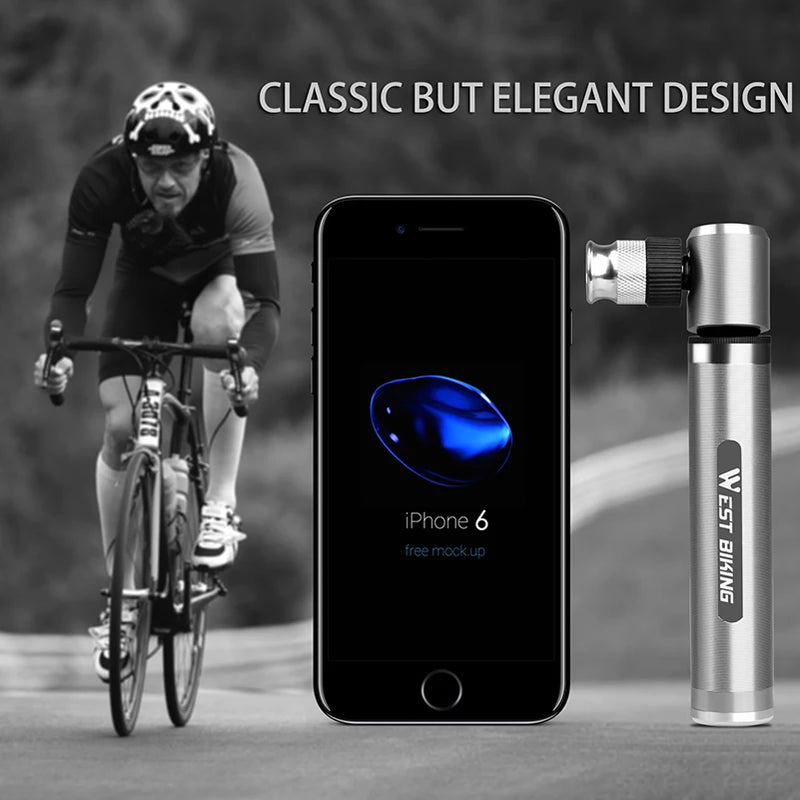 WEST BIKING Mini Hand Pump – Ultralight, High-Pressure & Universal for MTB & Road Bikes
