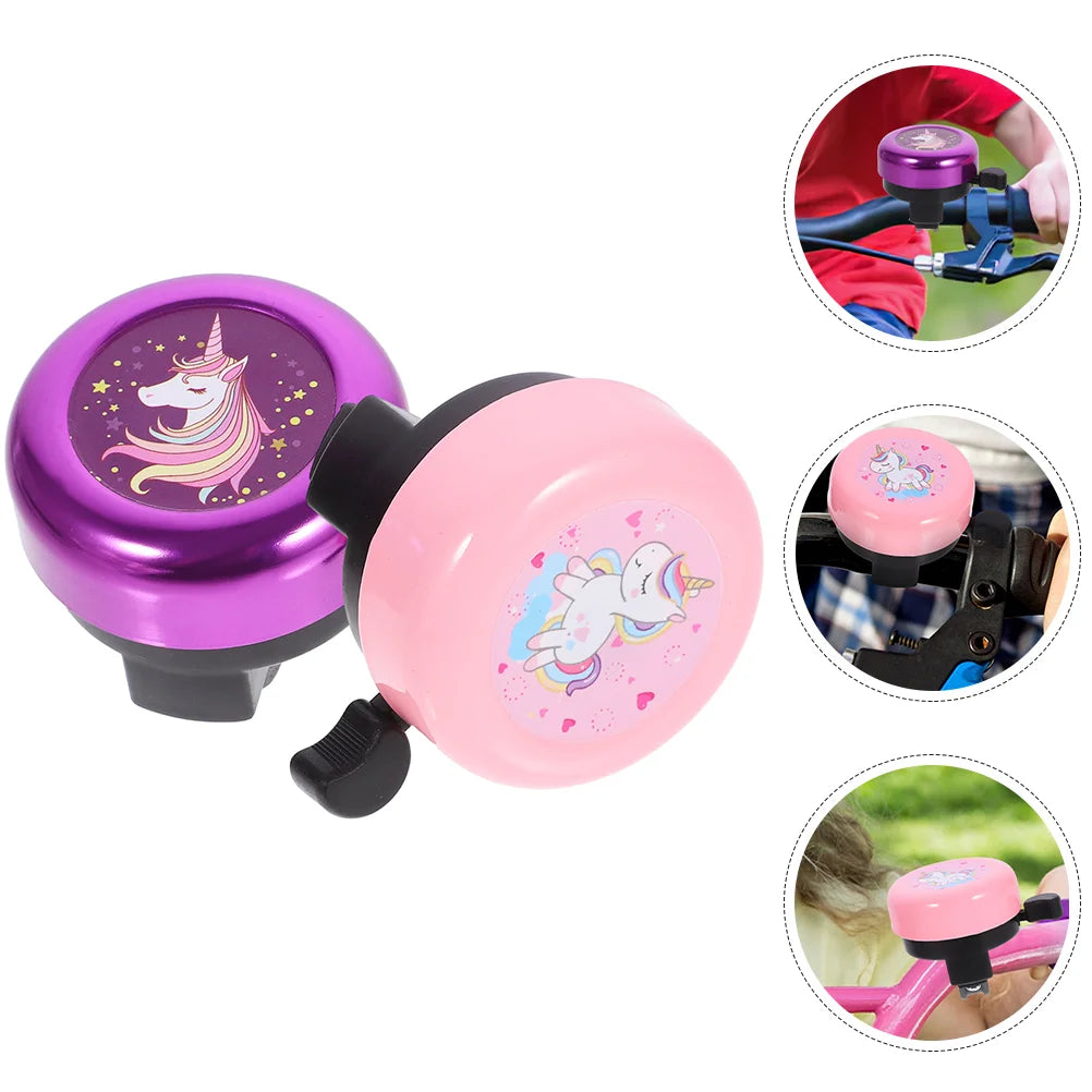 2 Pcs Bicycle Bell Cute Unicorn Design Loud Clear Sound for Bikes Scooters and Tricycles