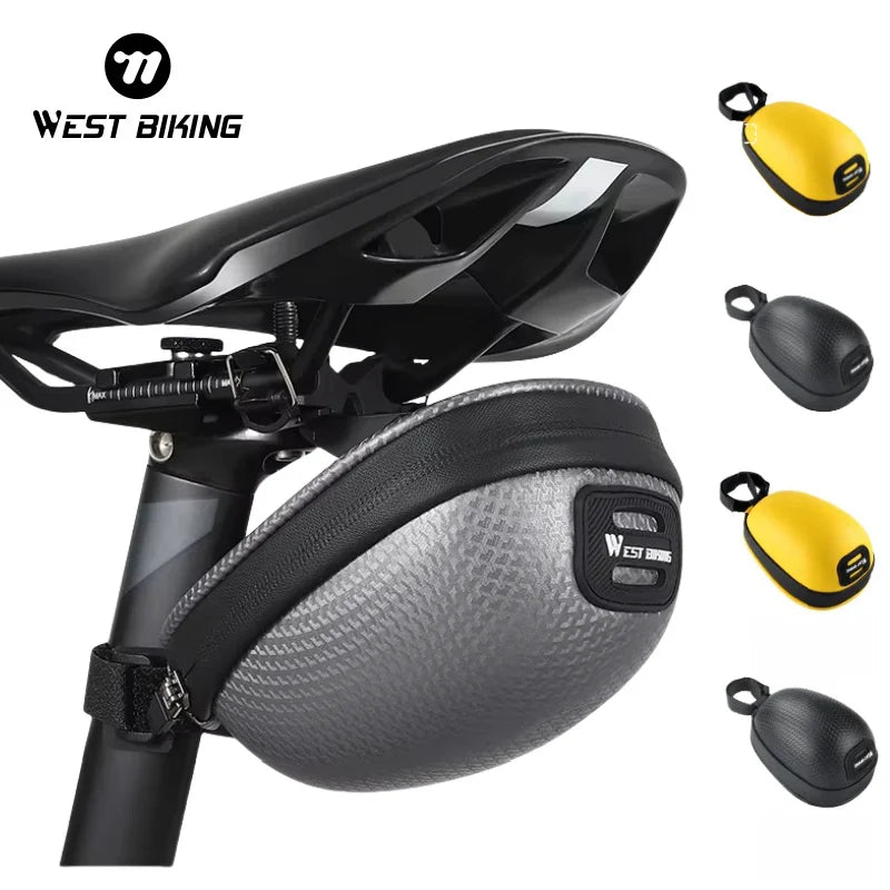 WEST BIKING Waterproof Bicycle Saddle Bag – Mini Shockproof Seat Tail Bag with Reflective Safety Design