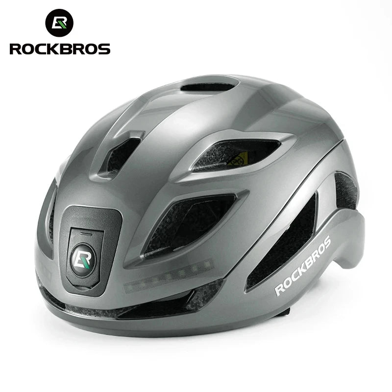 ROCKBROS Ultralight Bike Helmet – LED Warning Light, In-Mold Design & Breathable Fit for Cycling & Outdoor Sports