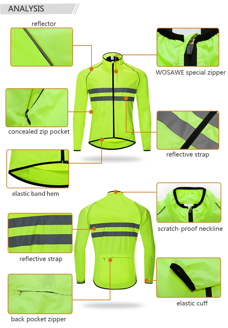 WOSAWE Men's Cycling Windbreaker – Lightweight & Water-Resistant