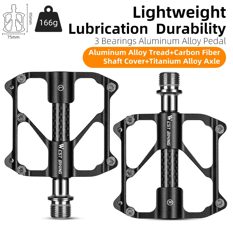 WEST BIKING Titanium Axle Bike Pedals – Ultralight, Anti-Slip, and Durable for Road & MTB Cycling