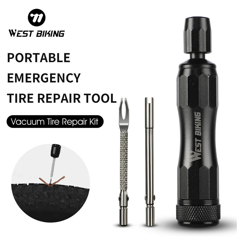 WEST BIKING Emergency Tubeless Tire Repair Kit – Heavy-Duty Puncture Tool with Rubber Strips