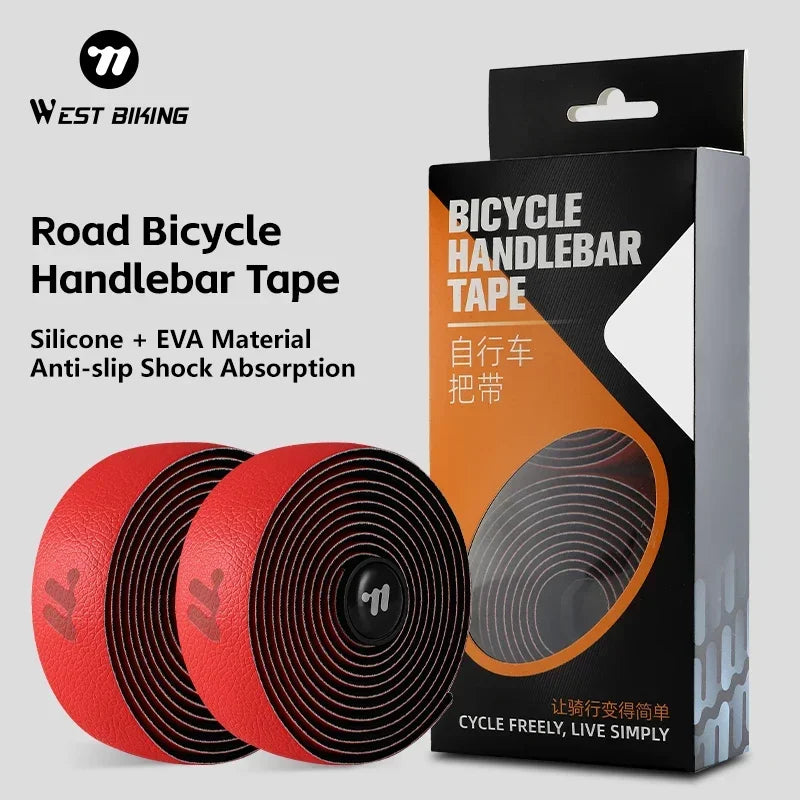 WEST BIKING Non-Slip Bicycle Handlebar Tape – Shock Absorbing Silicone Gel Strap for MTB & Road Bikes