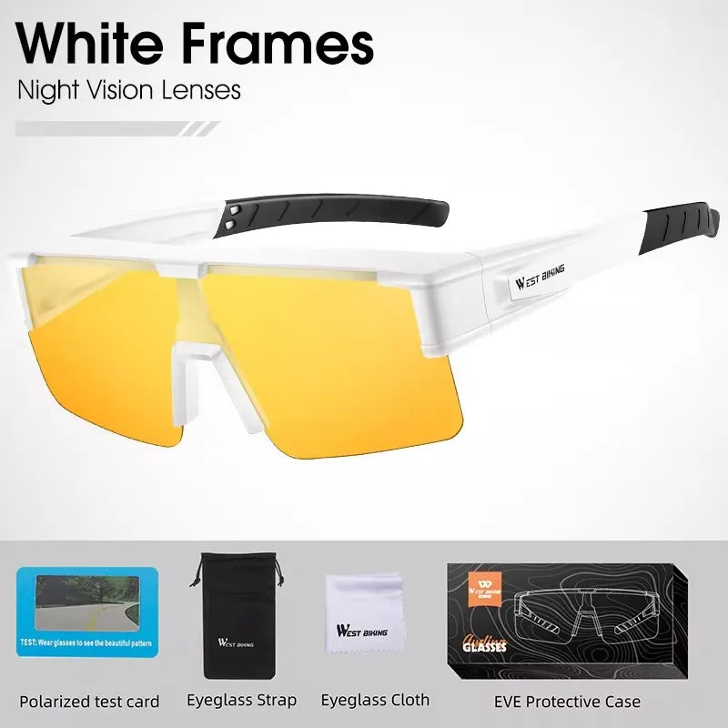 WEST BIKING Large-Frame Cycling Sunglasses – Photochromic, Polarized & Lightweight for Outdoor Sports