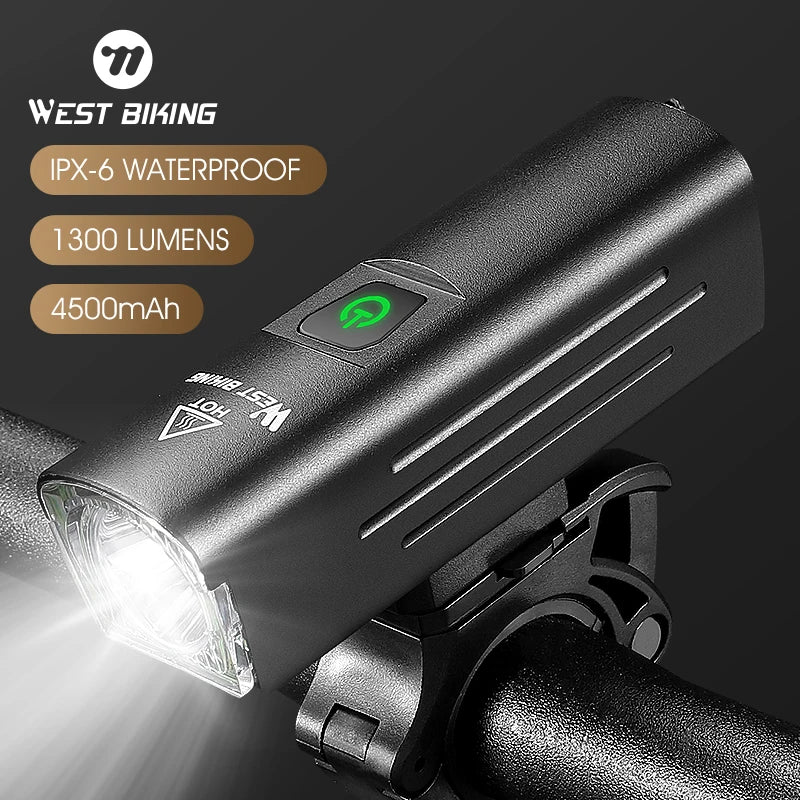 WEST BIKING USB Rechargeable Bicycle Front Light – High-Brightness LED Headlight for MTB & Road Cycling