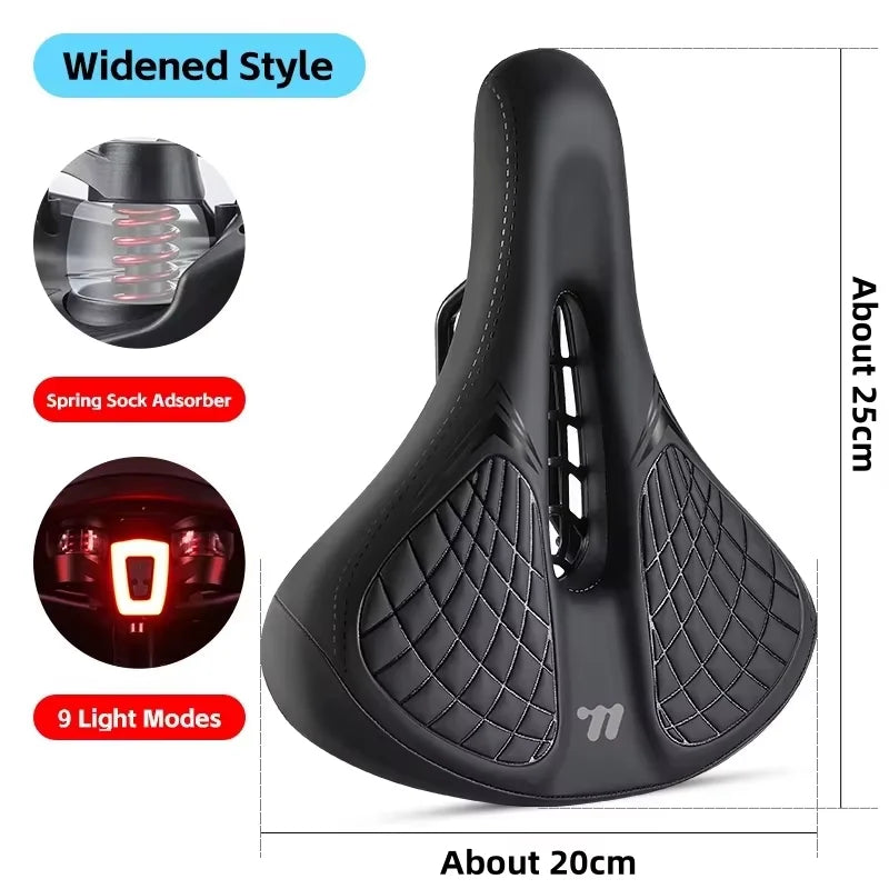WEST BIKING Breathable Bicycle Saddle – Comfortable, Rainproof & Shock Absorbing with Optional Warning Lights